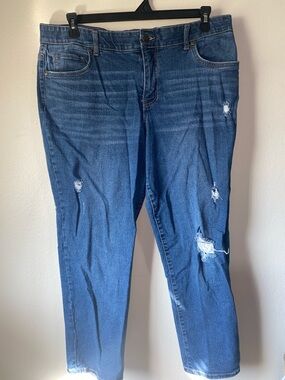 Terra & Sky Women's Straight-Leg Distressed Blue Jeans